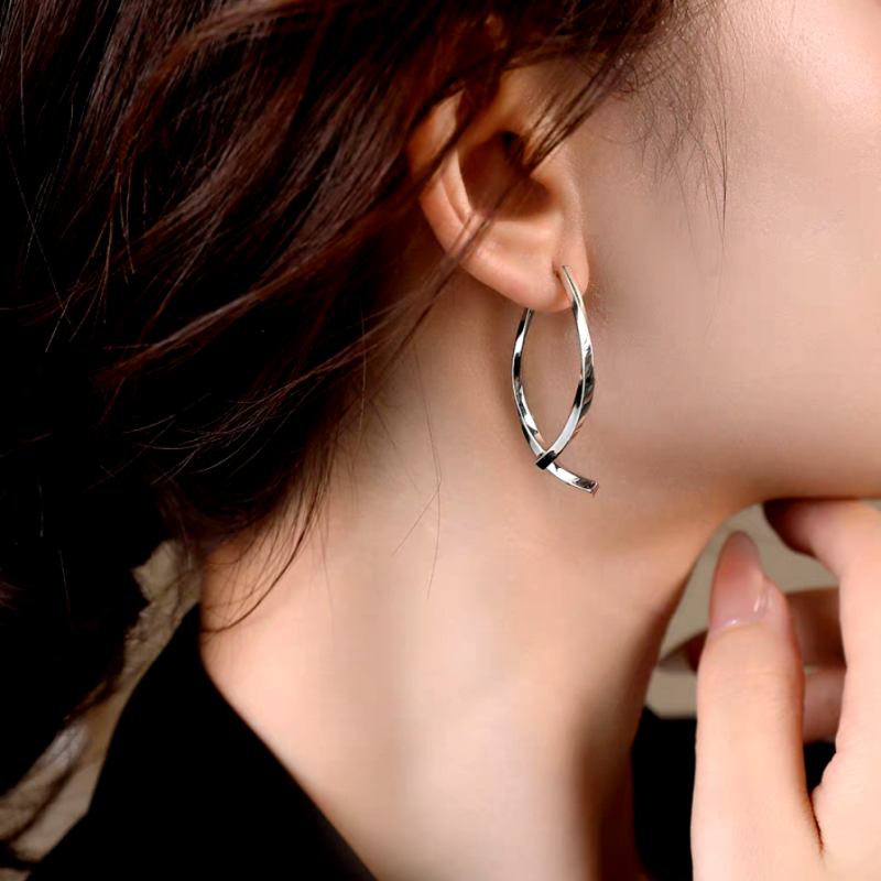 14K Gold-Plated Luxury Zircon Diamond Fishtail Earrings