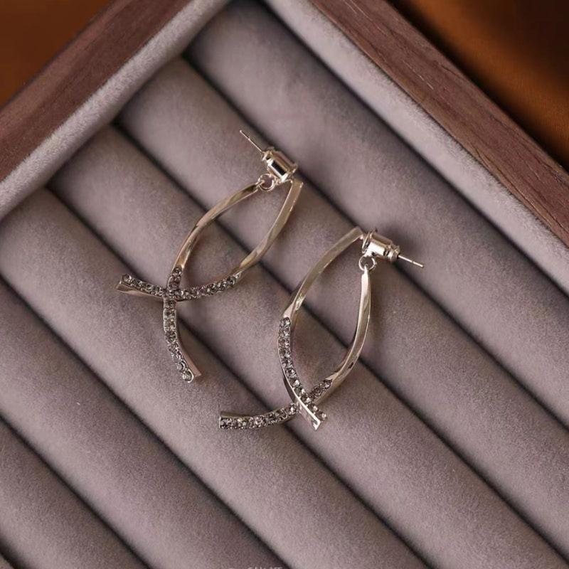 14K Gold-Plated Luxury Zircon Diamond Fishtail Earrings