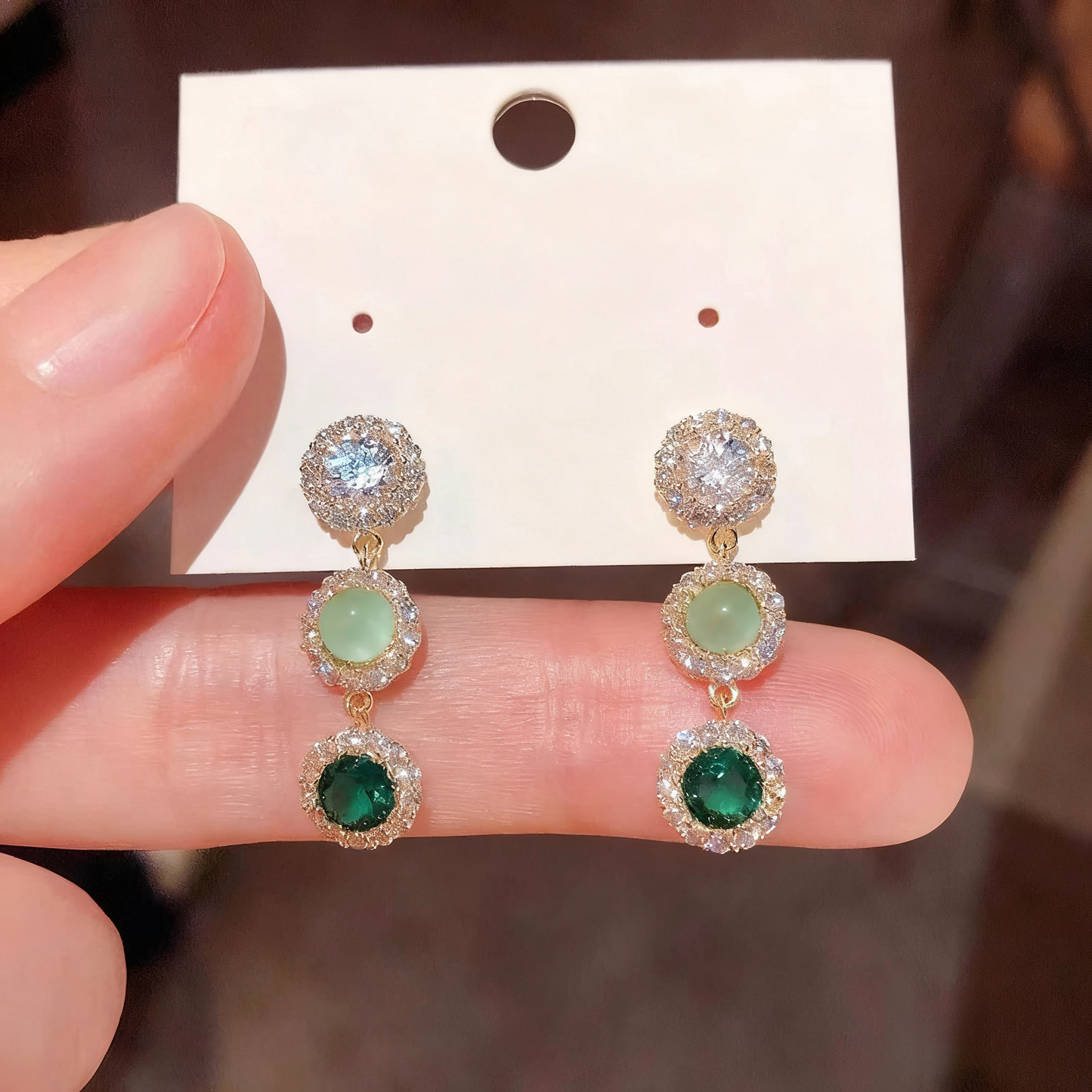 14K Gold-Plated Luxury Zircon Diamond Tassel Earrings