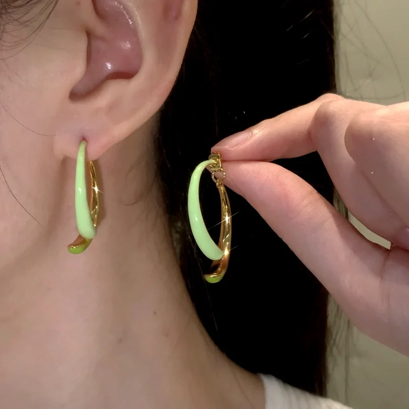 14K Gold-Plated Elegant Oil Drop Fishtail Earrings