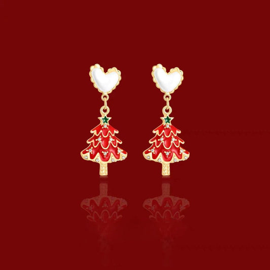 14K Gold-Plated 2025 Christmas Heart-Design Tree And Socks Earrings