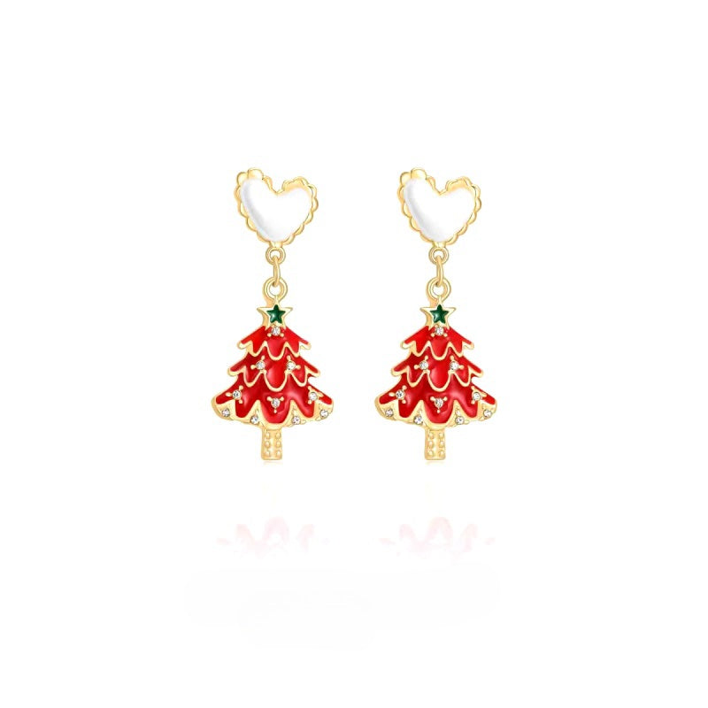 14K Gold-Plated 2025 Christmas Heart-Design Tree And Socks Earrings