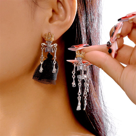 14K Gold-Plated 2025 Halloween Skull Earrings