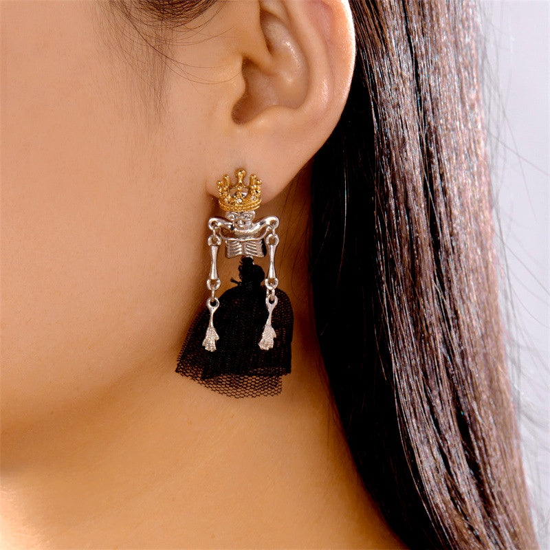 14K Gold-Plated 2025 Halloween Skull Earrings