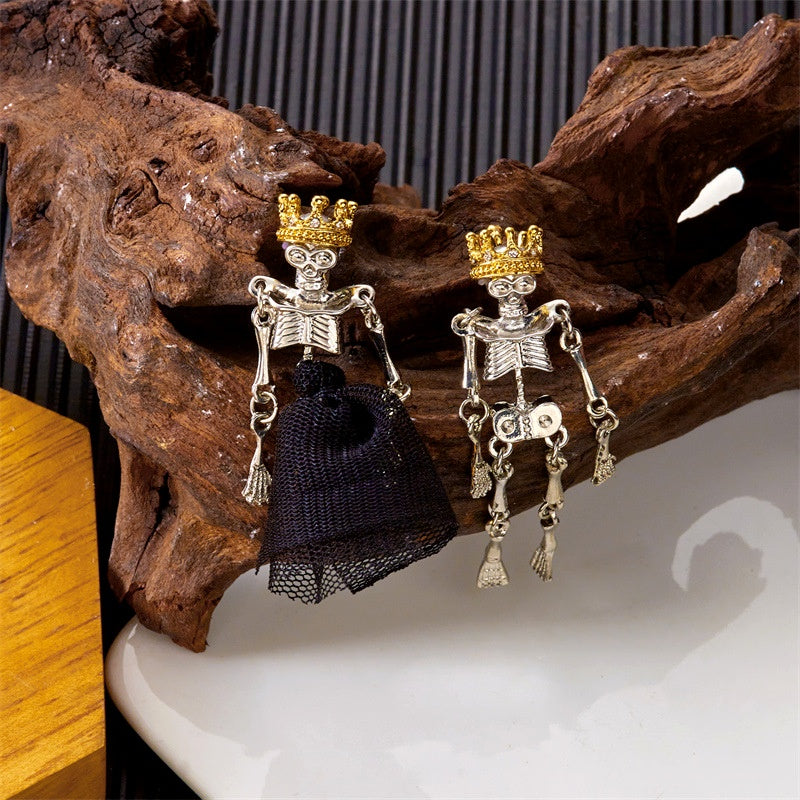 14K Gold-Plated 2025 Halloween Skull Earrings