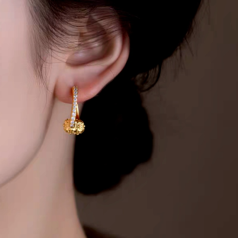 14K Gold-Plated 2025 Luxury Zircon Diamond Ball Earrings
