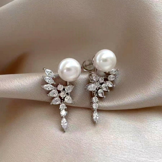 14K Gold-Plated 2025 Luxury Zircon Diamond Water Drop Pearl Earrings