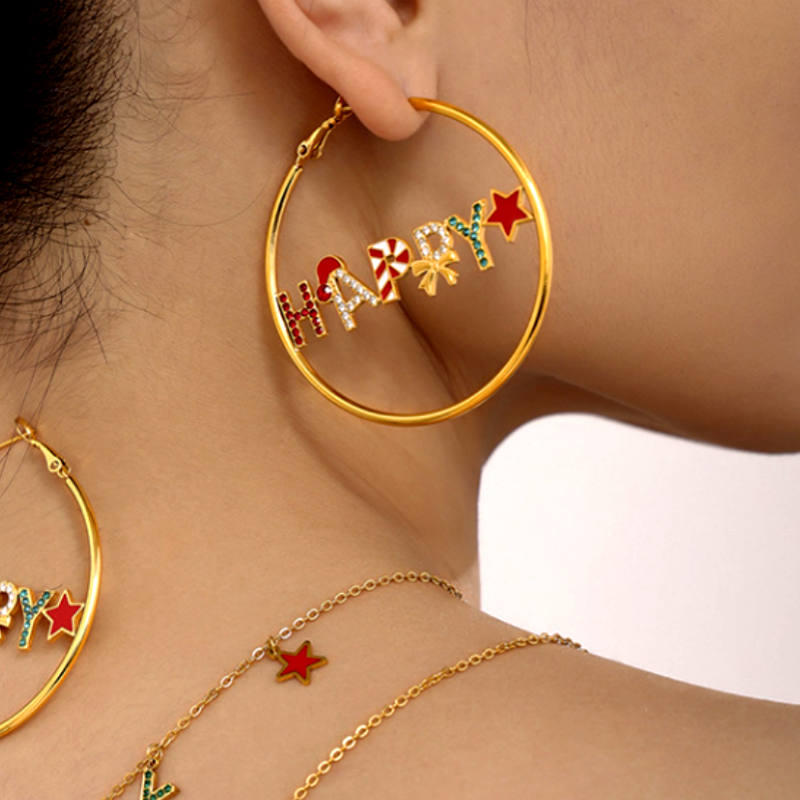14K Gold-Plated 2025 Trendy Christmas Earrings