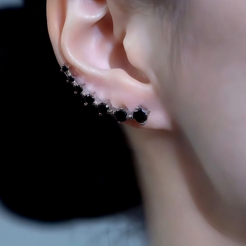 14K Gold-Plated Black Zircon Diamond Crawler