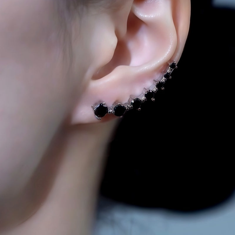 14K Gold-Plated Black Zircon Diamond Crawler