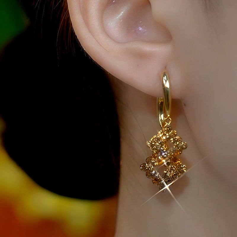 14K Gold-Plated Brown Diamond Tassel Earrings