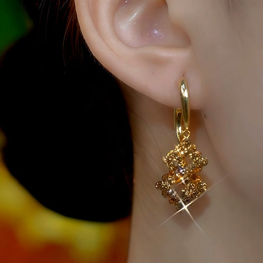 14K Gold-Plated Brown Diamond Tassel Earrings