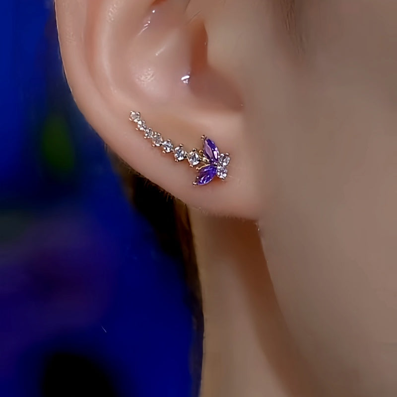 14K Gold-Plated Butterfly Zircon Diamond Crawler