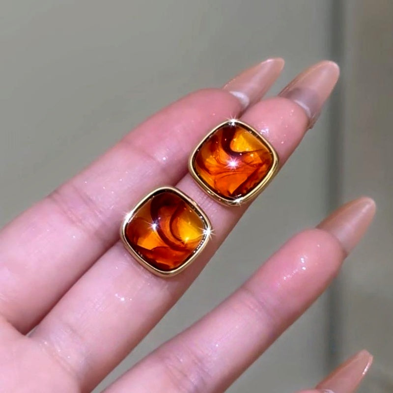 14K Gold-Plated Cat's Eye Stone Stud Earrings