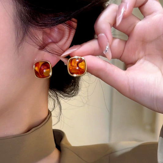 14K Gold-Plated Cat's Eye Stone Stud Earrings