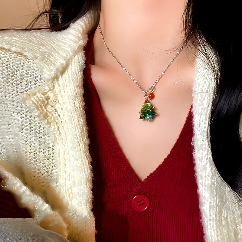 14K Gold-Plated Christams Tree Pearl Necklace