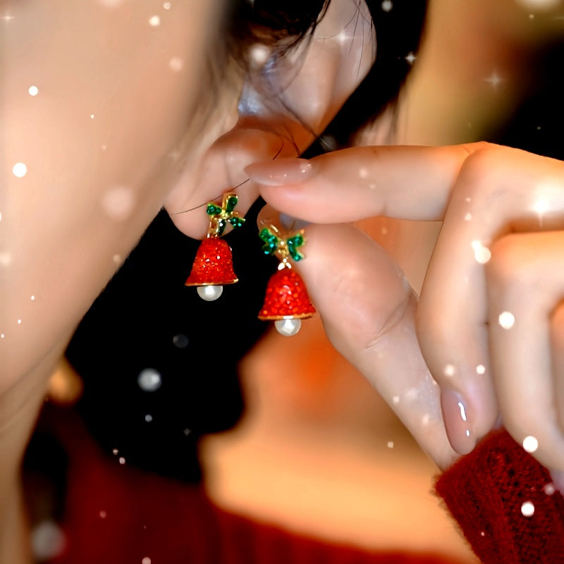 14K Gold-Plated Christmas Bow Wind Chime Earrings