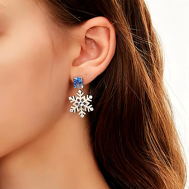14K Gold-Plated Christmas Diamond-Studded Ice And Snow Zircon Earrings