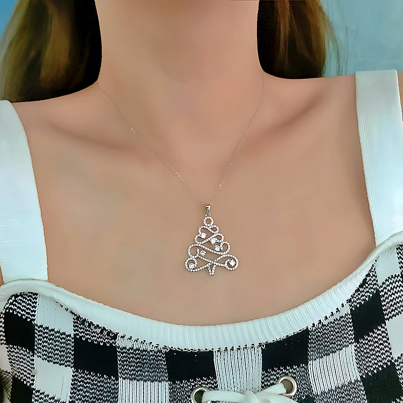 14K Gold-Plated Christmas Diamond Tree Necklaces