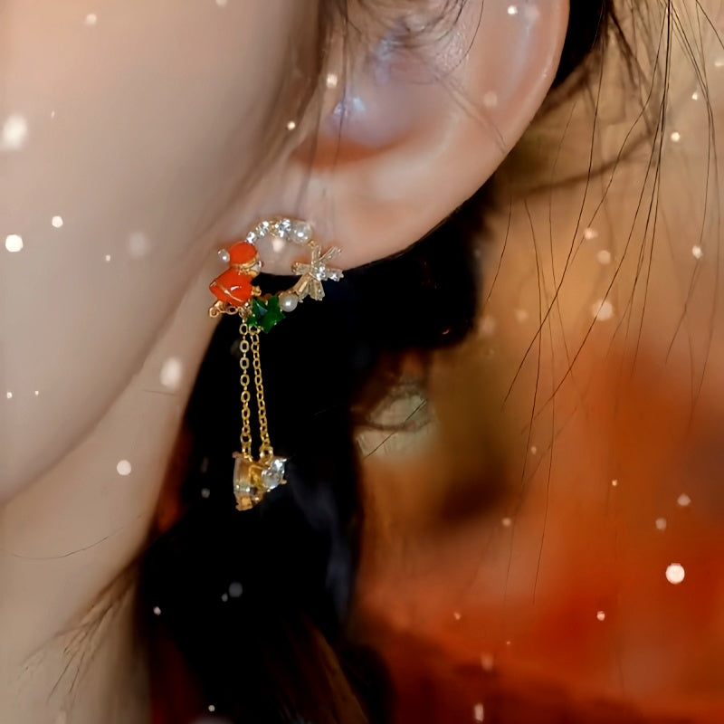 14K Gold-Plated Christmas Santa Claus Snowflake Tassel Earrings