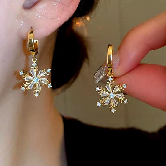 14K Gold-Plated Christmas Snowflake Earrings