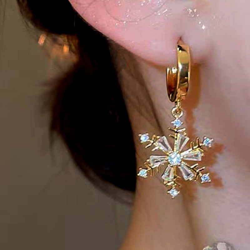 14K Gold-Plated Christmas Snowflake Earrings