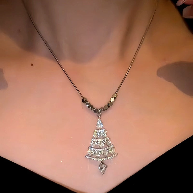 14K Gold-Plated Christmas Diamond Tree Necklaces