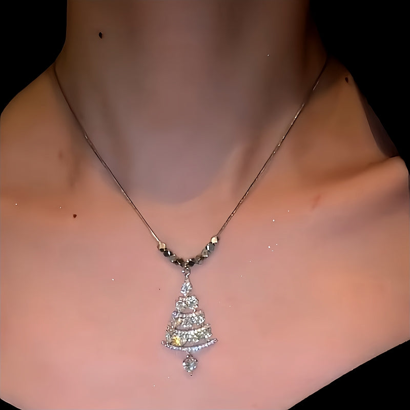 14K Gold-Plated Christmas Diamond Tree Necklaces