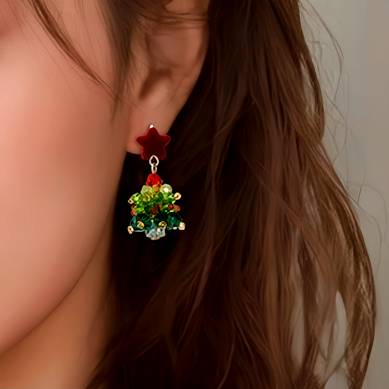 14K Gold-Plated Christmas Tree Star Earrings