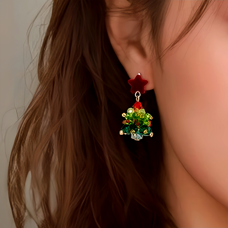 14K Gold-Plated Christmas Tree Star Earrings