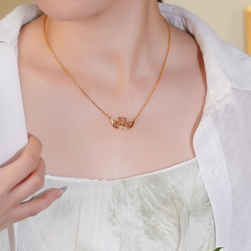 14K Gold-Plated Couple Swan Necklace