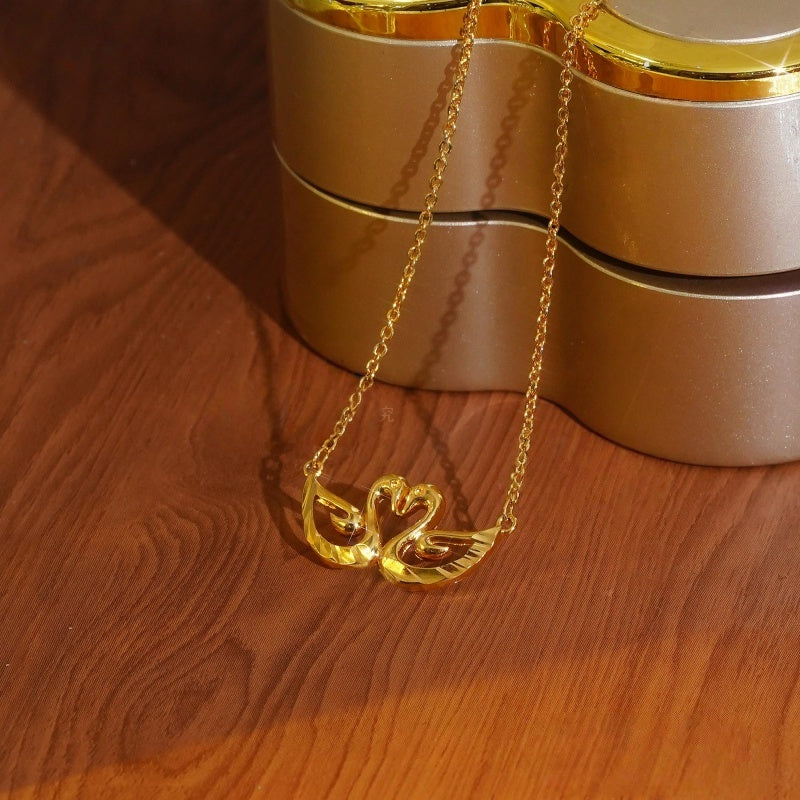 14K Gold-Plated Couple Swan Necklace
