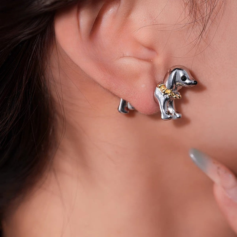 14K Gold-Plated Cute Dog Earrings