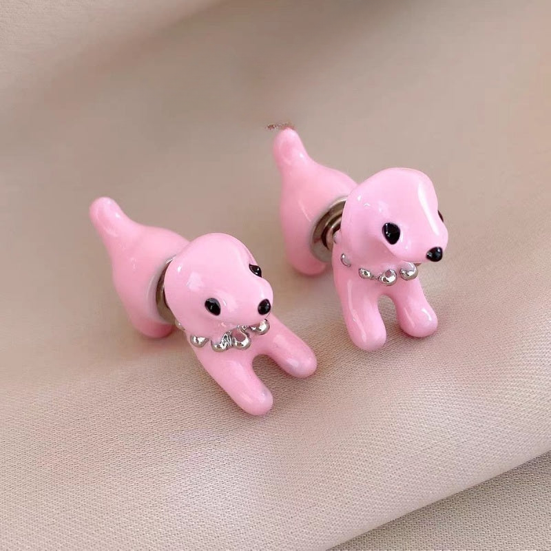 14K Gold-Plated Cute Dog Earrings