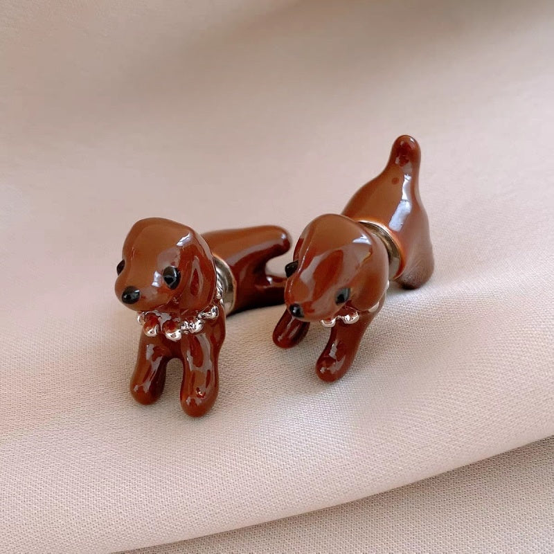 14K Gold-Plated Cute Dog Earrings