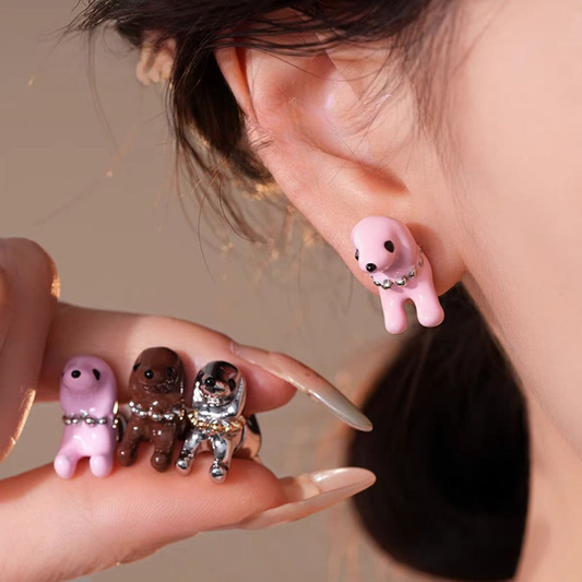 14K Gold-Plated Cute Dog Earrings