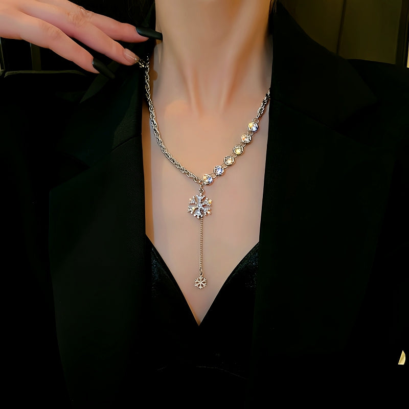 14K Gold-Plated Christmas Diamond Snowflake Necklaces