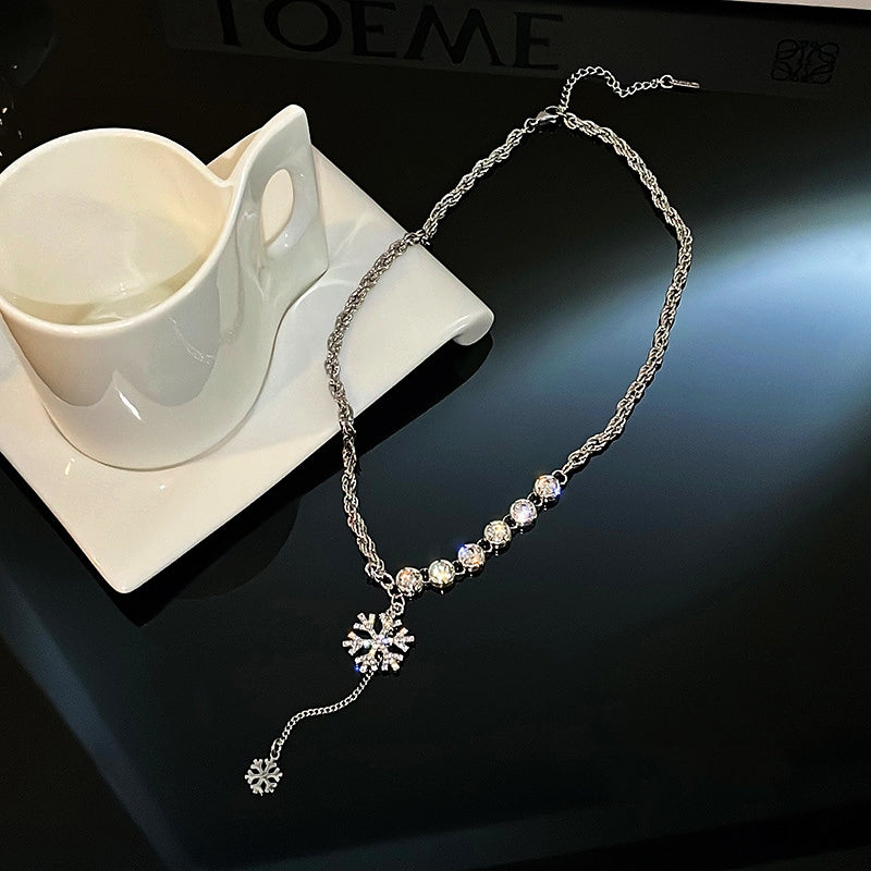 14K Gold-Plated Christmas Diamond Snowflake Necklaces