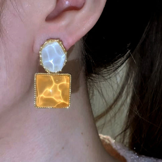 14K Gold-Plated Elegant Cat's Eye Stone Earrings