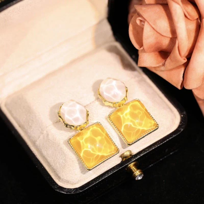 14K Gold-Plated Elegant Cat's Eye Stone Earrings