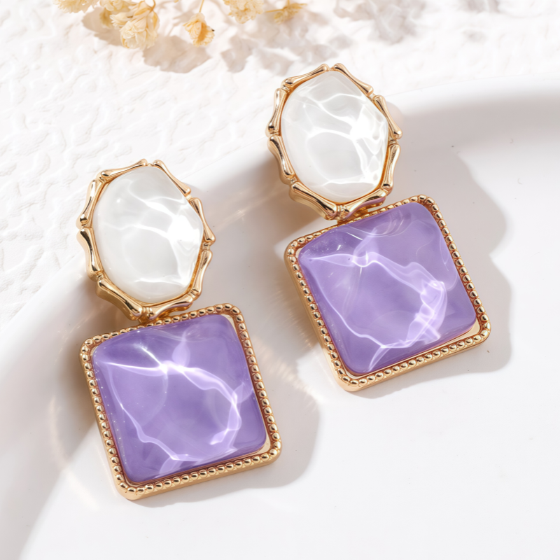 14K Gold-Plated Elegant Cat's Eye Stone Earrings
