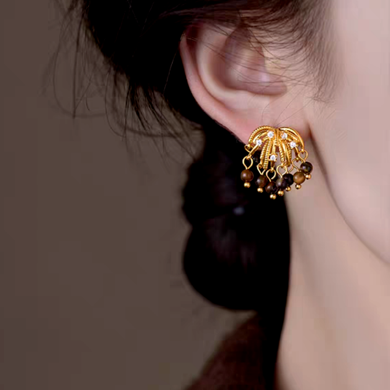 14K Gold-Plated Elegant Firework Tassel Earrings