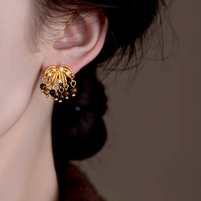 14K Gold-Plated Elegant Firework Tassel Earrings