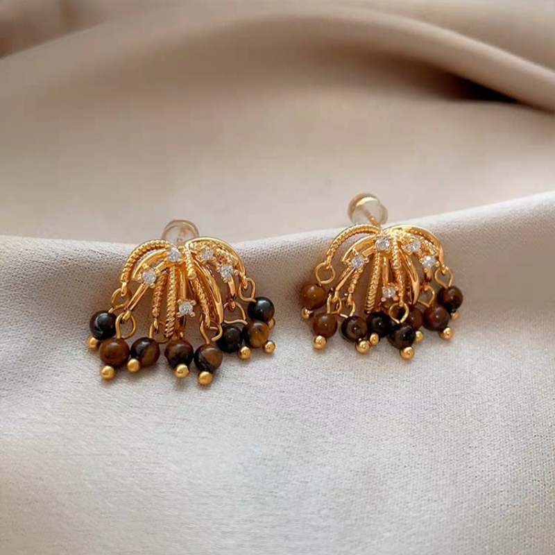 14K Gold-Plated Elegant Firework Tassel Earrings