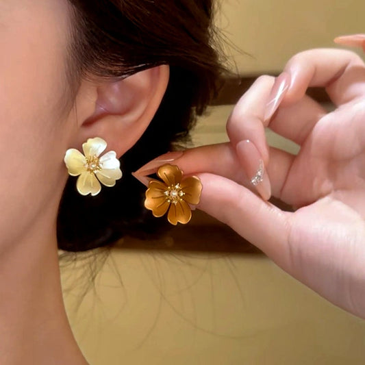 14K Gold-Plated Elegant Flower Stud Earrings