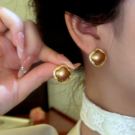 14K Gold-Plated Elegant Four-Leaf Clover Stud Earrings