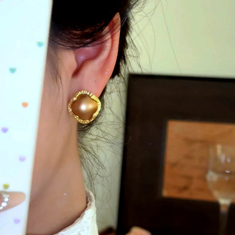 14K Gold-Plated Elegant Four-Leaf Clover Stud Earrings