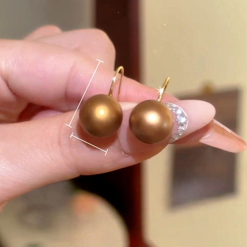 14K Gold-Plated Elegant Golden Bead Ear Hook Earrings