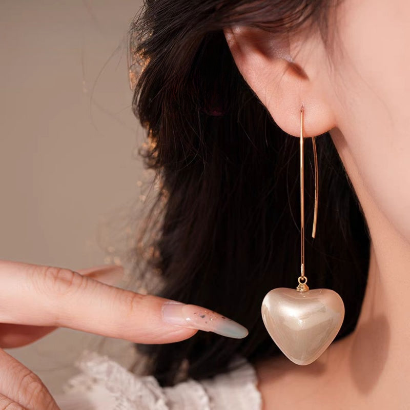14K Gold-Plated Elegant Heart Ear Hook Earrings
