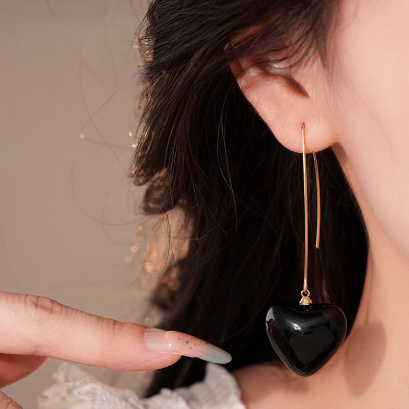 14K Gold-Plated Elegant Heart Ear Hook Earrings